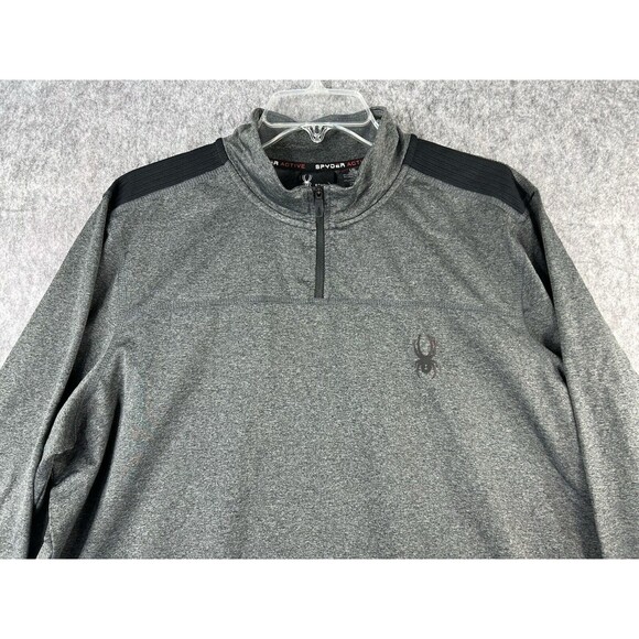 Spyder ProWB Active Shirt Men's L Gray 1/4 Zip Breathable Lightweight Stretch - Picture 2 of 10